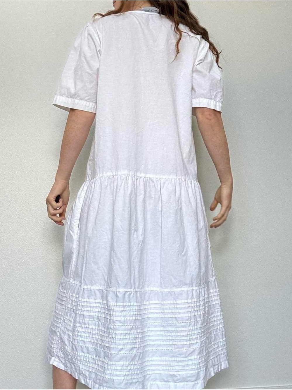 Vintage Bloomingdales White cotton drop waist dress with pleated detail - Picture 3 of 8